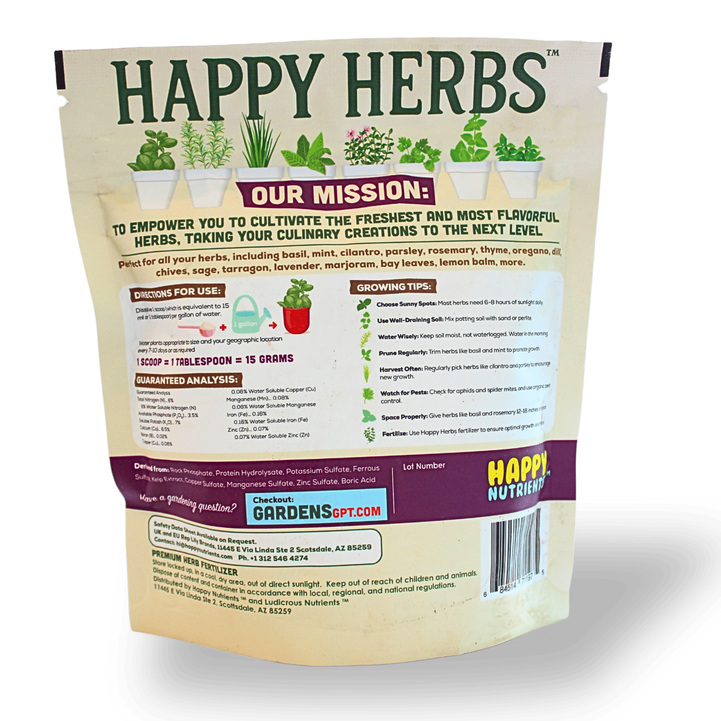 best fertilizer for herb plants Herbs Fertilizer – Organic Plant Food for Basil, Mint, Parsley & Herb Gardens – Happy Nutrients