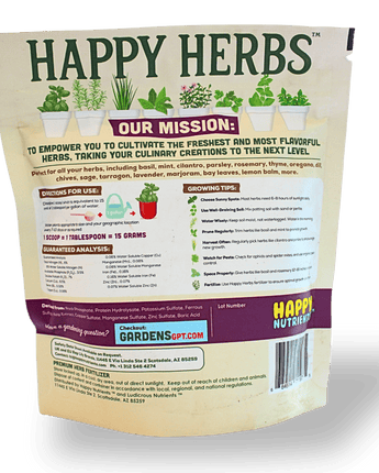 Fertilizer for Herbs Happy Herb Organic Fertilizer – Premium Plant Food for Basil, Mint, Cilantro, Rosemary, Thyme & More – Balanced Macro & Micro Nutrients for Thriving Home Gardens – 12 oz (0.34 kg)