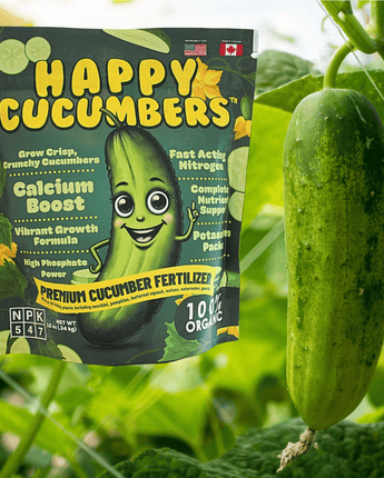 Happy Cucumber Fertilizer Organic Premium Fertilizer for Cucumbers, Zucchini, Pumpkins, Squash & Melons – Fast-Acting, Nutrient-Rich Cucumber Plant Food for Strong Growth & High Yields – 12 oz